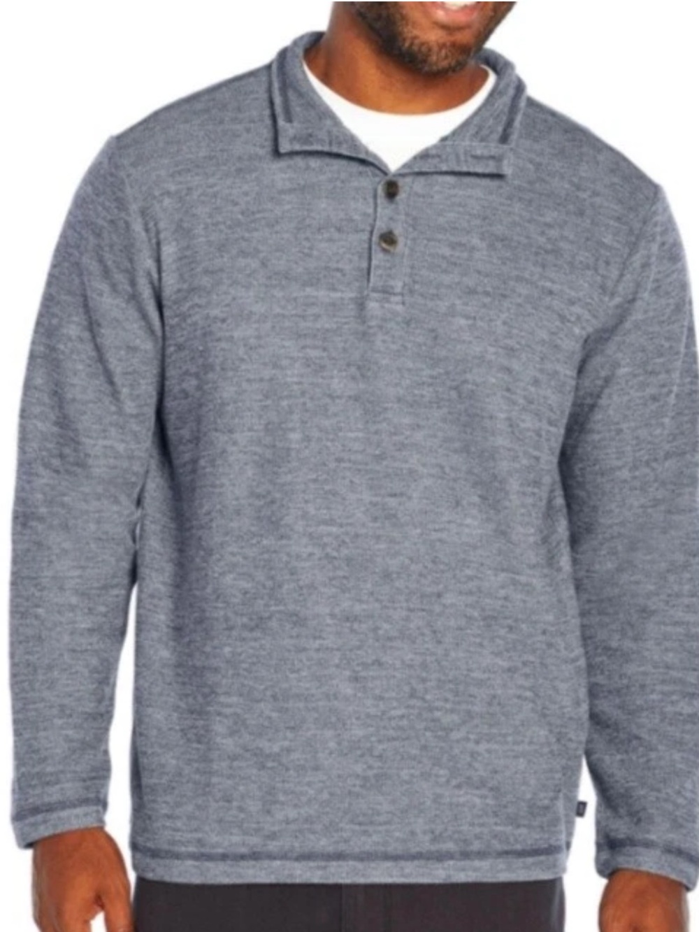 Gap Heathered Blue 1/4 Button Neck Pullover Henley Sweater Size Small